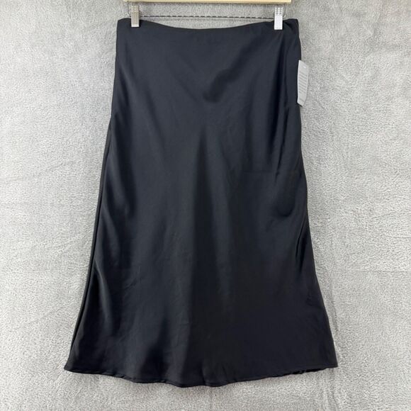 Forgotten Grace Nordstrom Skirt Womens L Black Midi Pencil Flounced Lined New - Picture 1 of 12